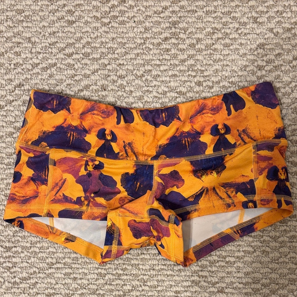 Fleo Orange and Purple Floral Athletic Shorts